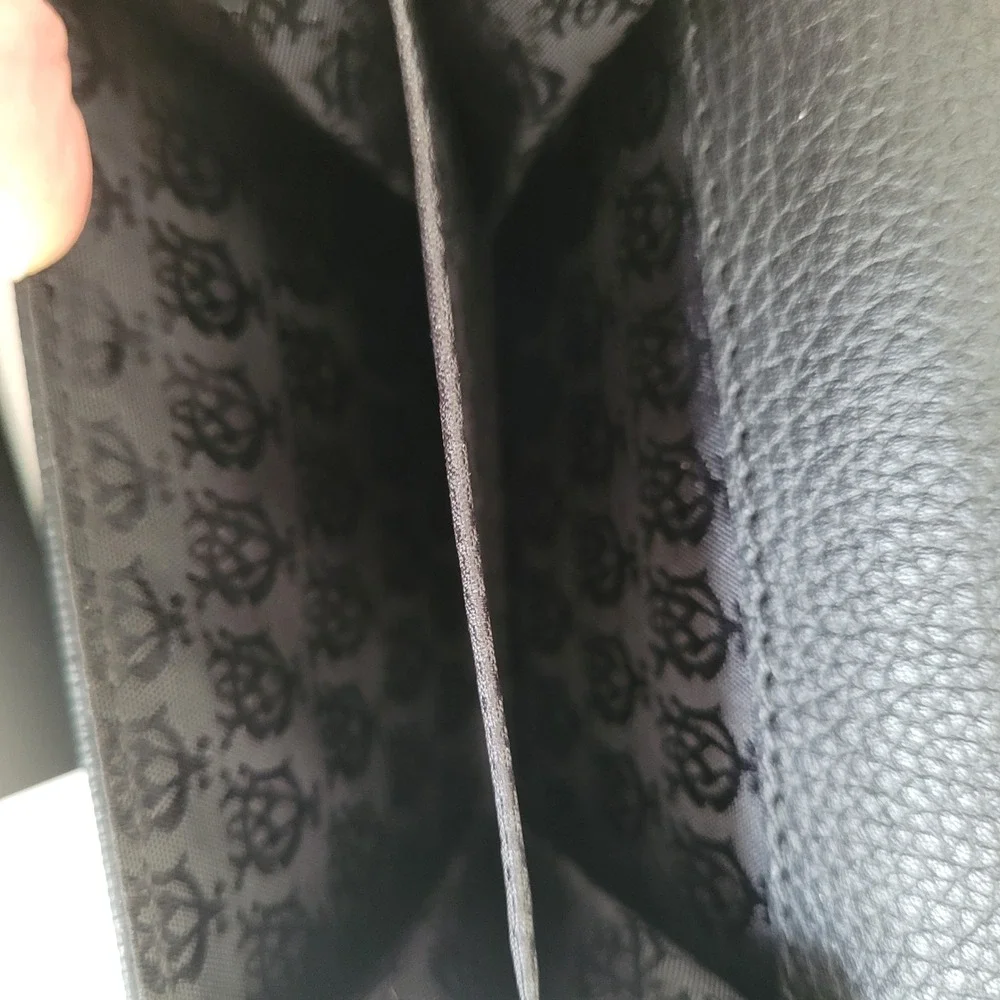 Dunhill London Signature Monogram Card Case Wallet Black Grey Coated Canvas